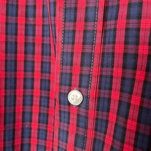 Dockers Mens Button Down Shirt Red Blue Plaid Casual Shirt 2XL u - Picture 9 of 10